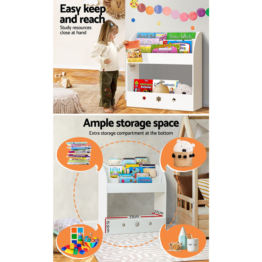 Kids Bookshelf Children Toy Storage Magazine Rack Organiser Bookcase White