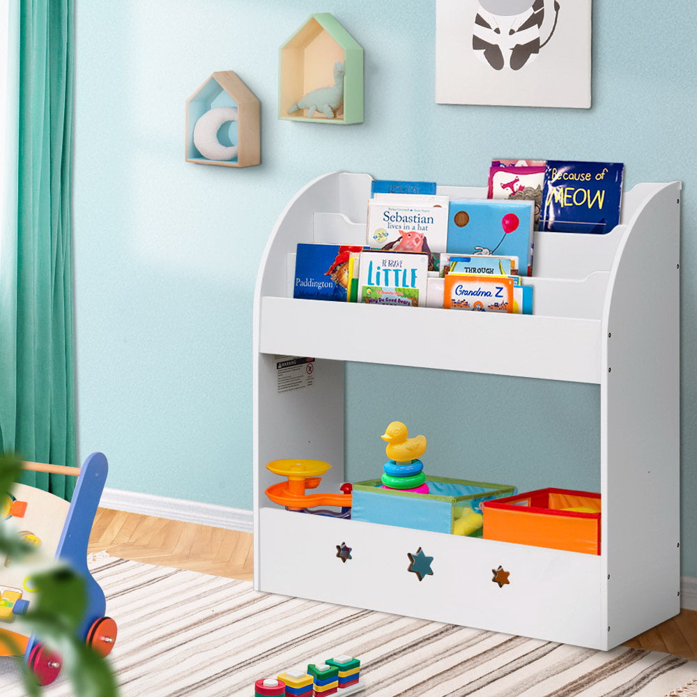 Kids Bookshelf Children Toy Storage Magazine Rack Organiser Bookcase White