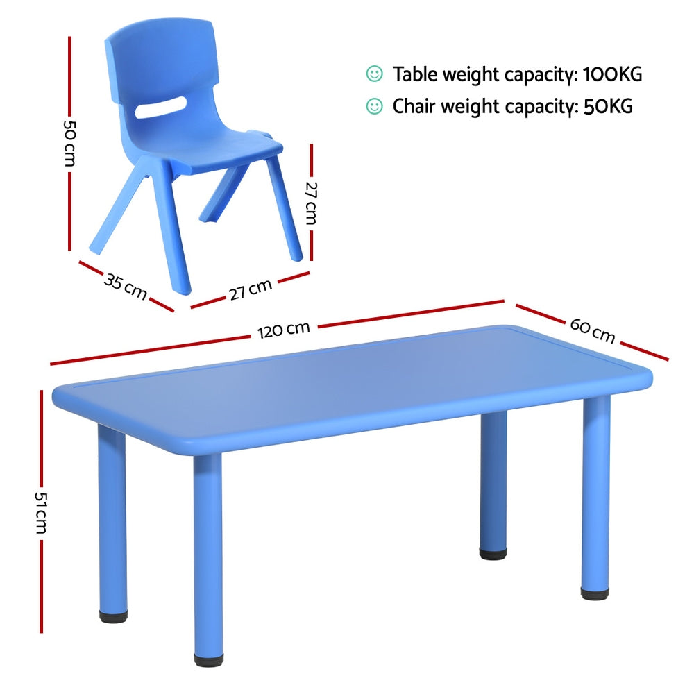 Philo 9-Piece Kids Table & Chairs Set 120cm Study Desk Furniture Plastic - Multicolour