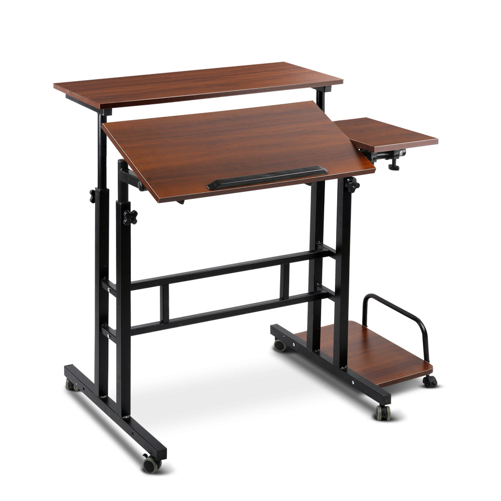 Artiss Laptop Desk Table Adjustable Dark Wood 80cm