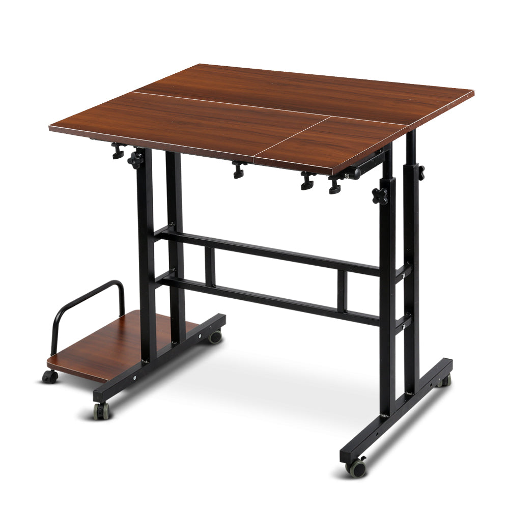 Artiss Laptop Desk Table Adjustable Dark Wood 80cm