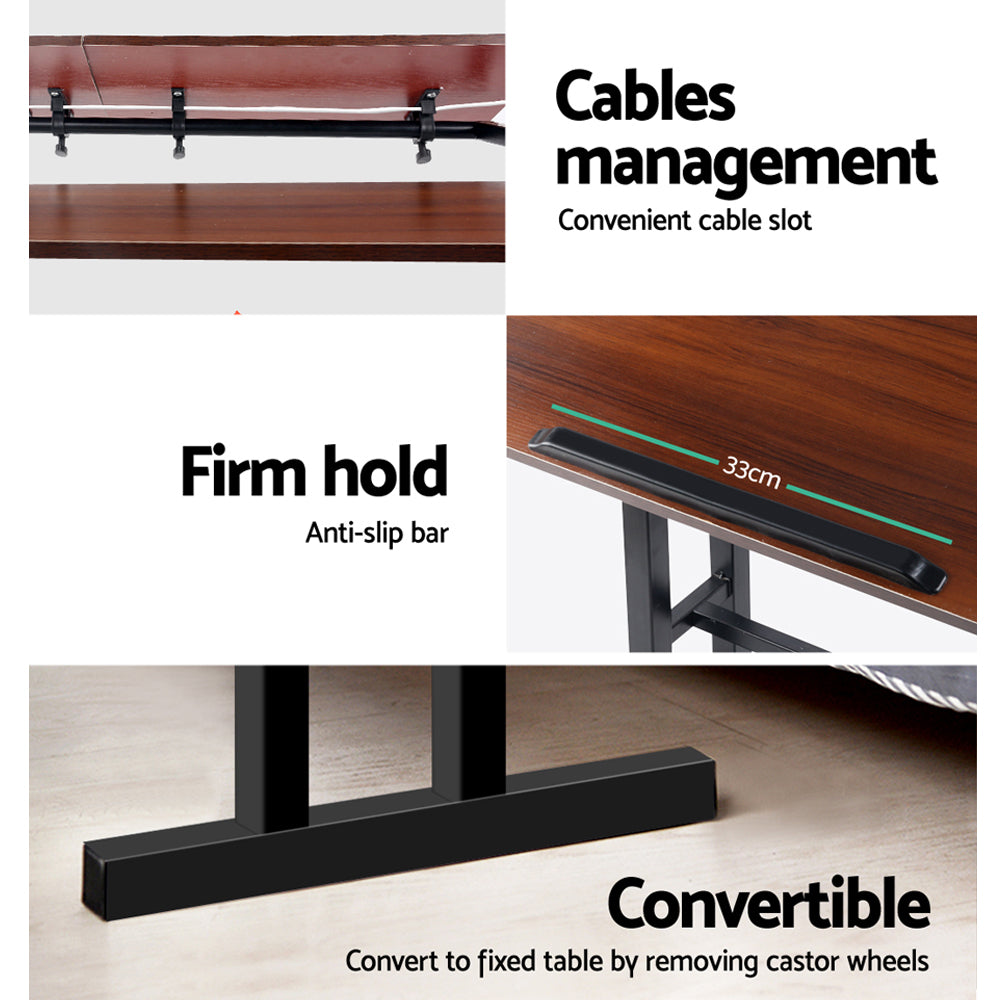 Artiss Laptop Desk Table Adjustable Dark Wood 80cm