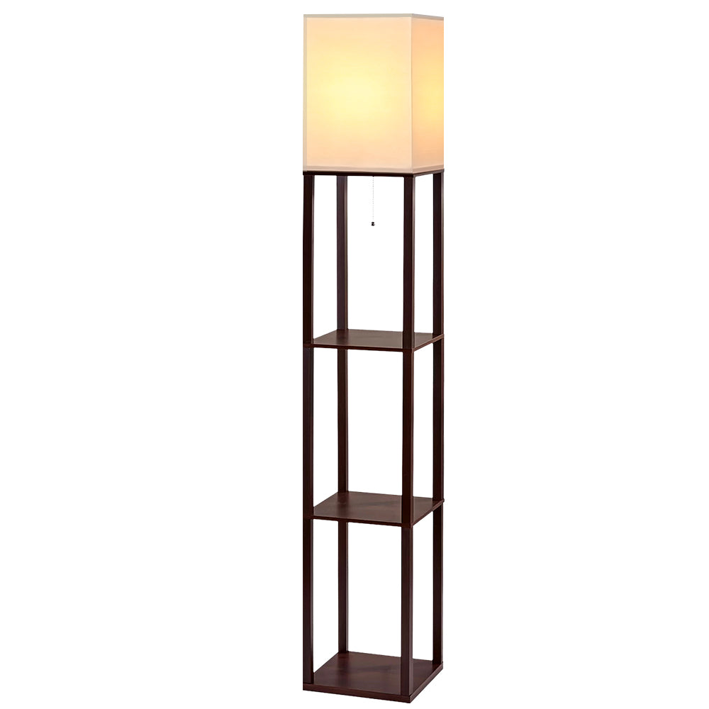 Floor Lamp 3 Tier Shelf Storage LED Light Stand Home Room Vintage White