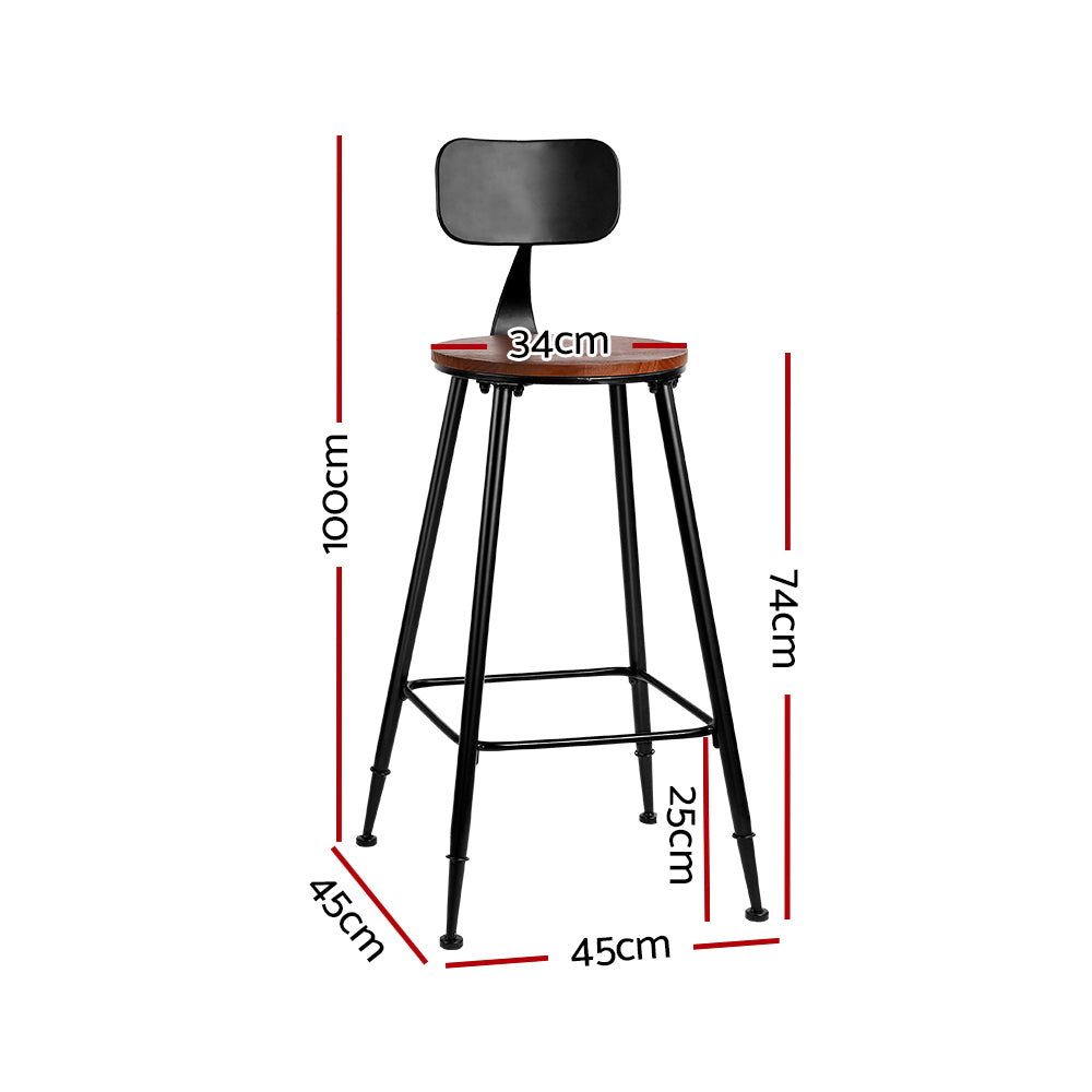 Set of 4 Assen Bar Stools Pinewood Metal - Black