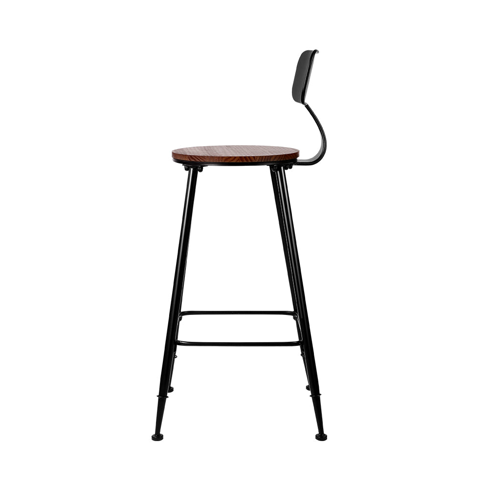 Set of 4 Assen Bar Stools Pinewood Metal - Black