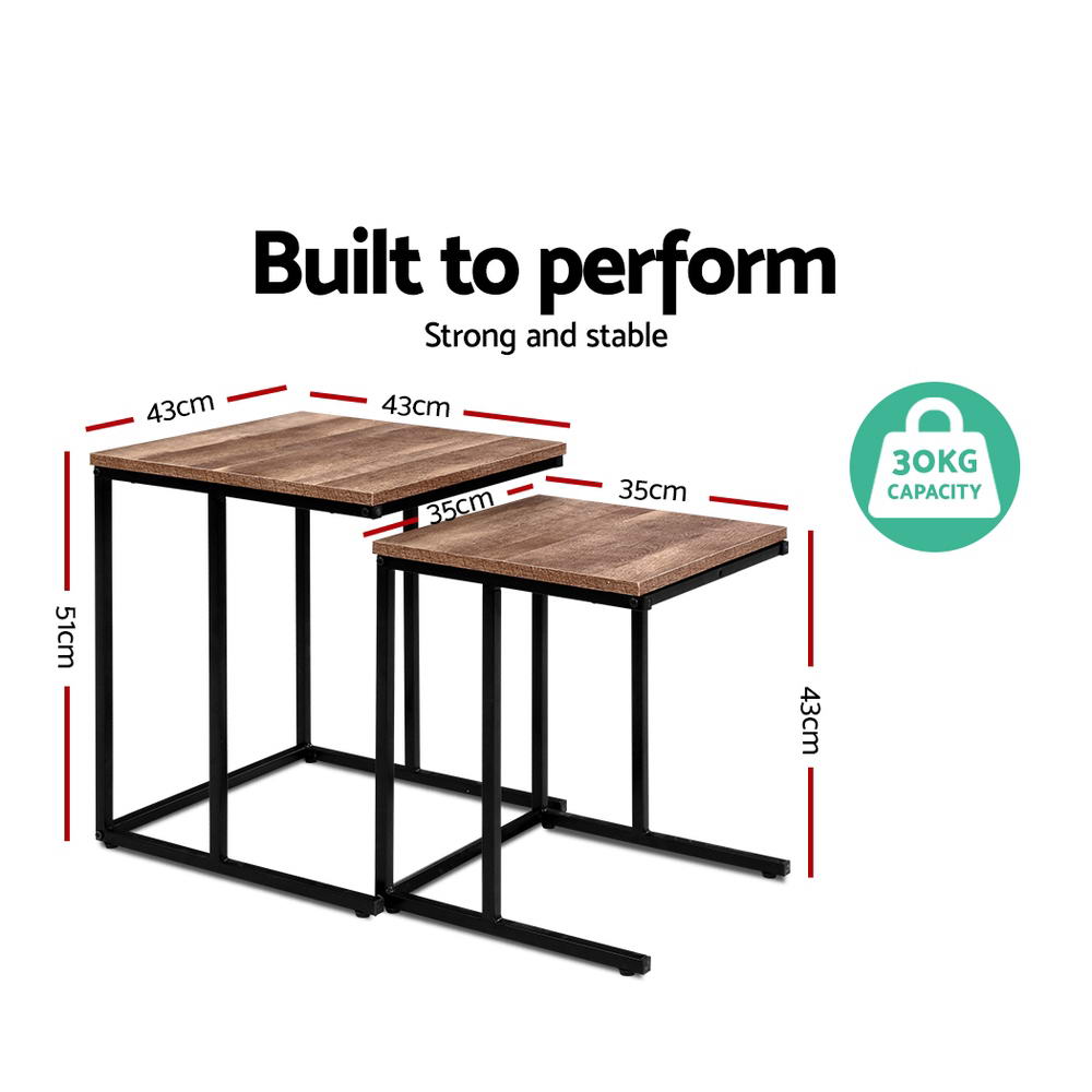 Ieris Set of 2 Coffee Table Nesting Walnut - Wood