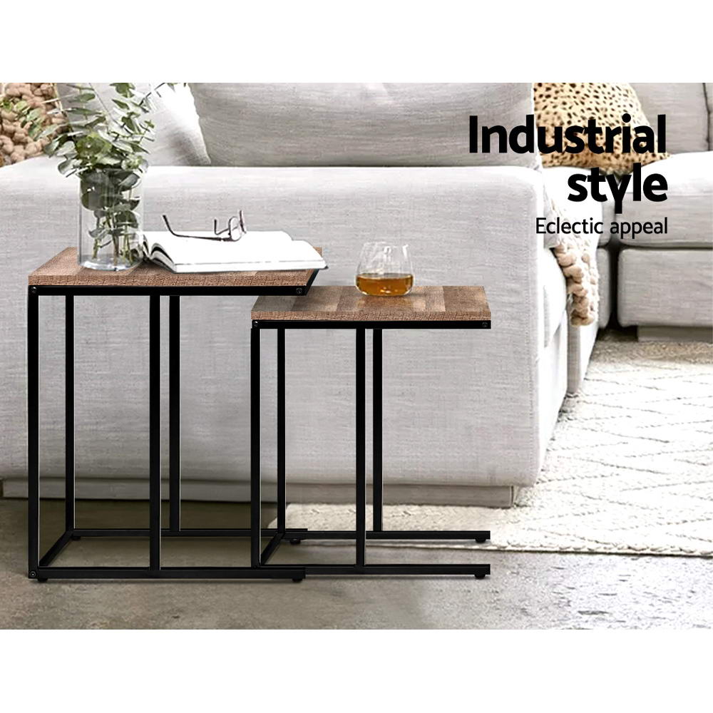 Ieris Set of 2 Coffee Table Nesting Walnut - Wood