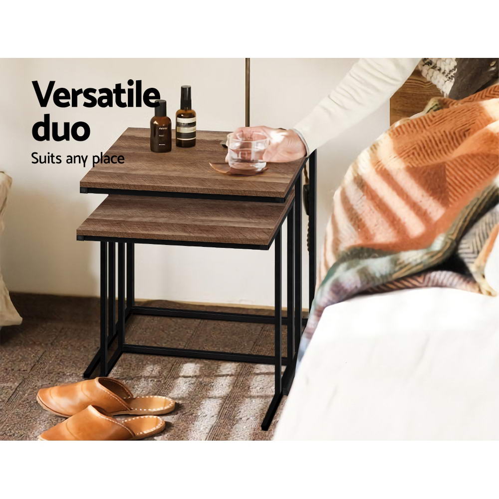 Ieris Set of 2 Coffee Table Nesting Walnut - Wood