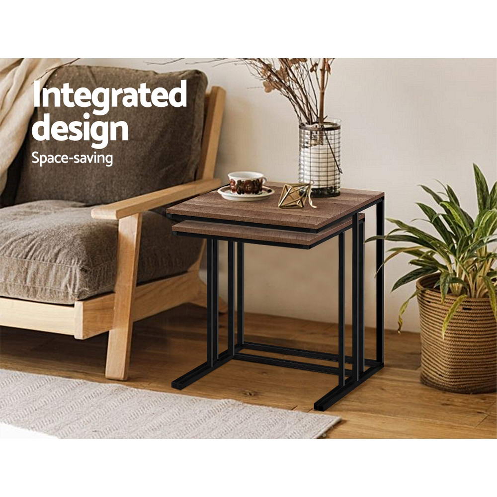 Ieris Set of 2 Coffee Table Nesting Walnut - Wood