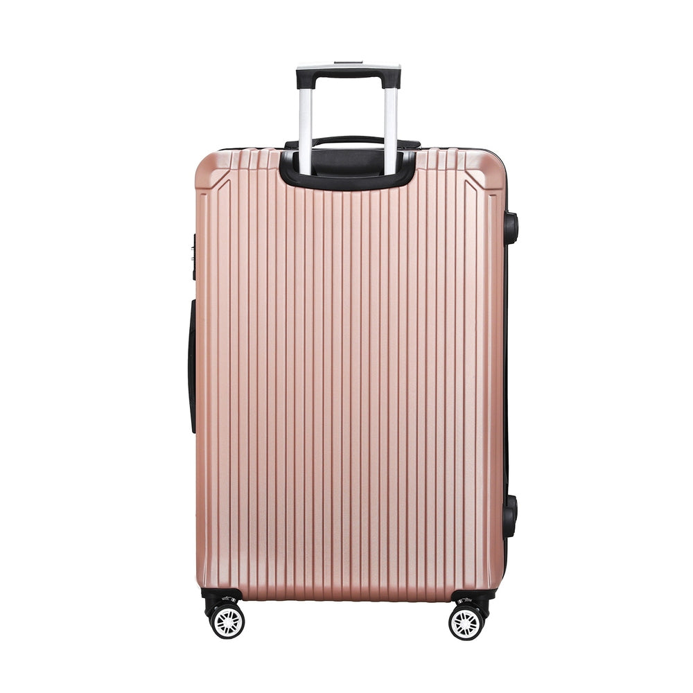 28" Luggage Set with TSA Lock ABS Hard Shell Travel Suitcase Organiser Luggage Case - Rose Gold