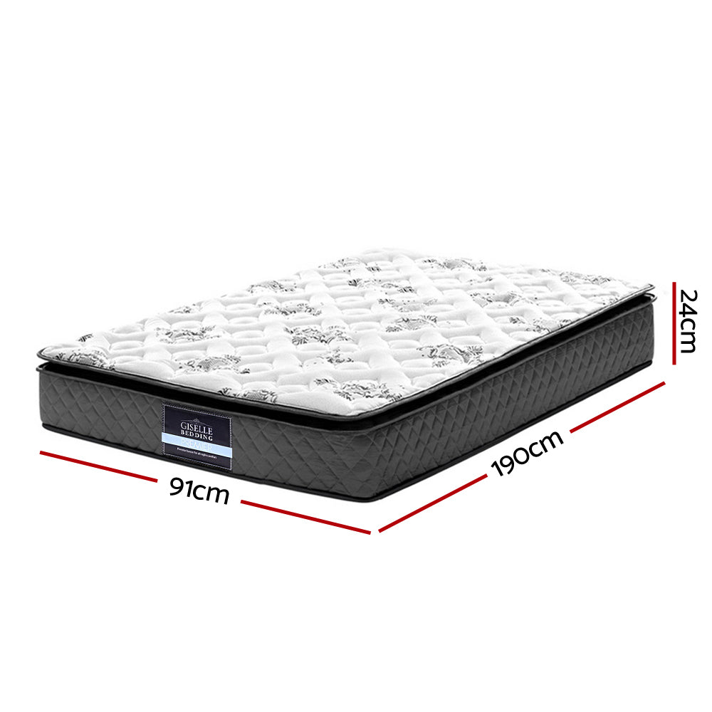 Zaire 24cm Thick Pillow Top Spring Mattress - Single