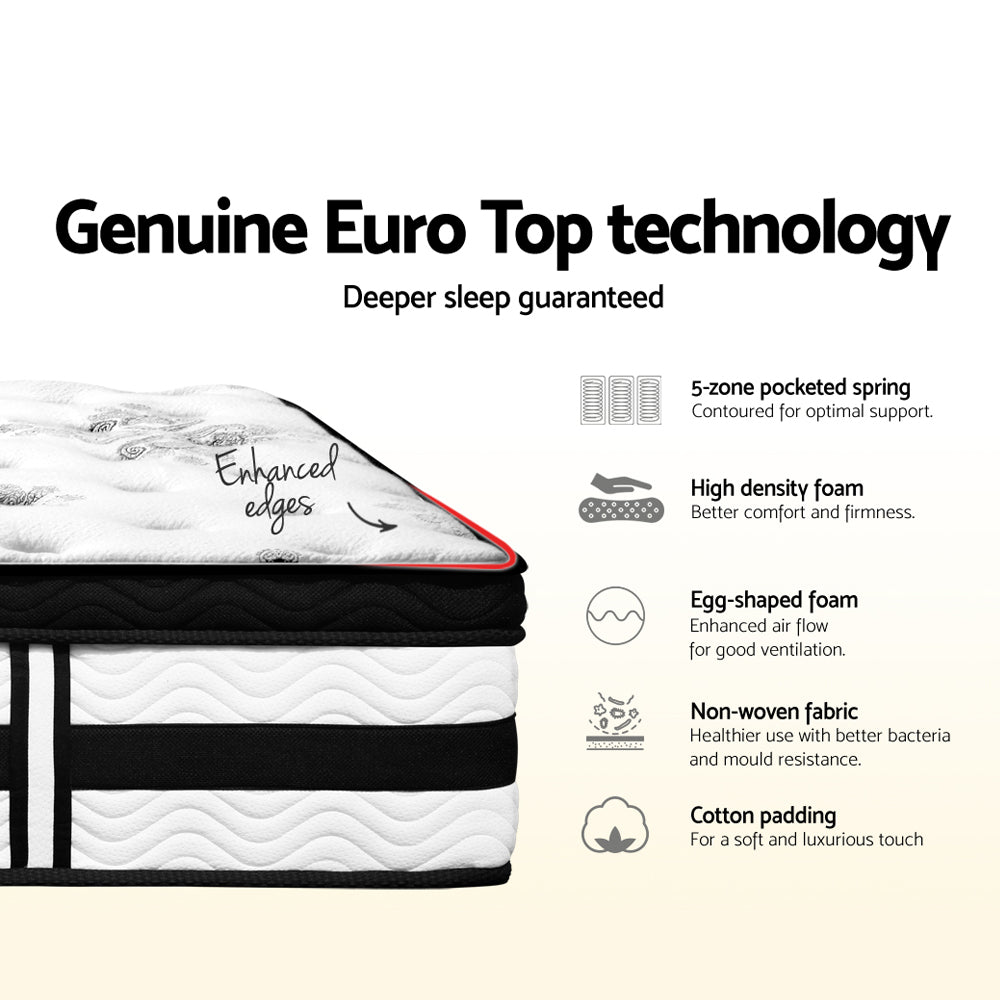 Zaria 34cm Thick Plush Euro Top Pocket Spring Mattress - Double