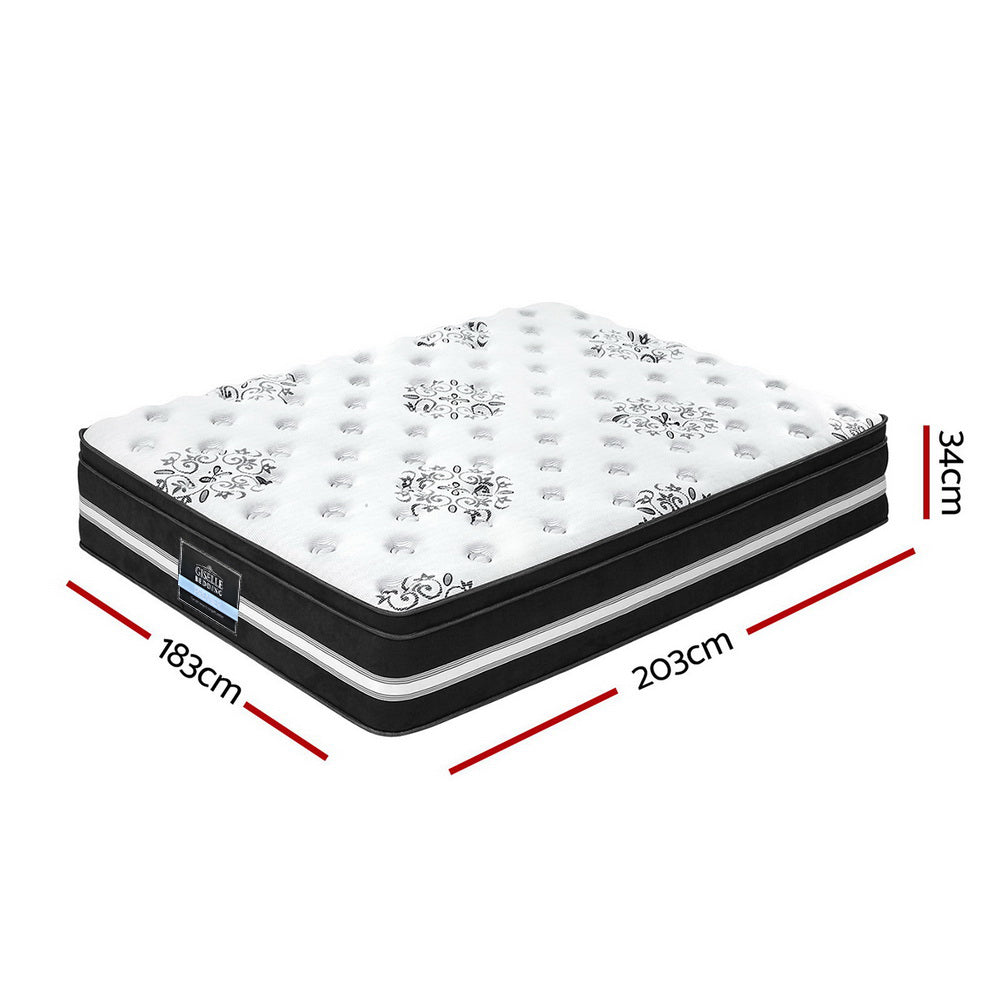 Eleya 34cm Thick Euro Top Cool Gel Pocket Spring Mattress - King