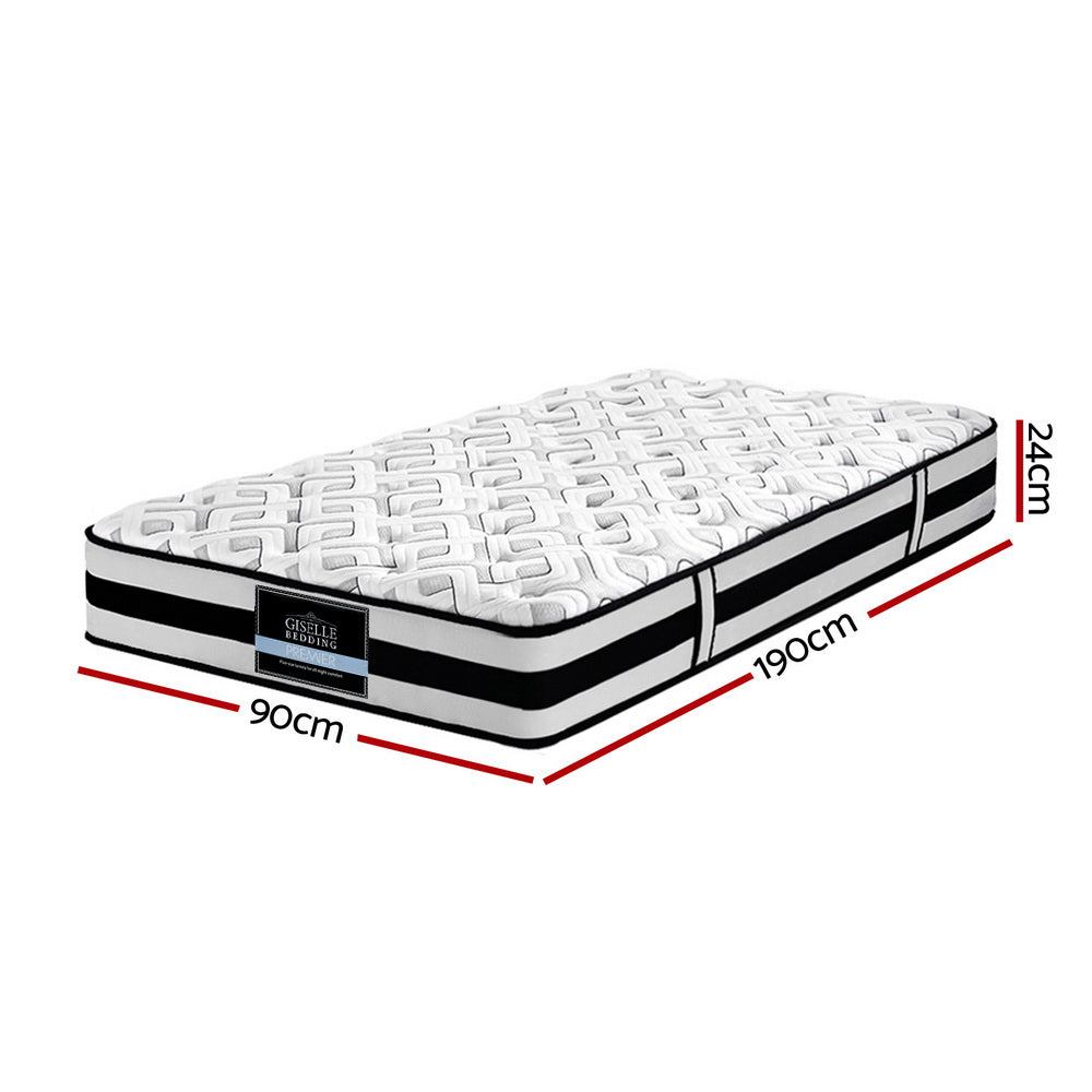 Kent 24cm Thick Tight Top Pocket Spring Mattress - Single