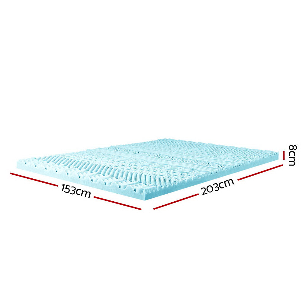 QUEEN 11 Zone 8cm Memory Foam Mattress Topper - Blue