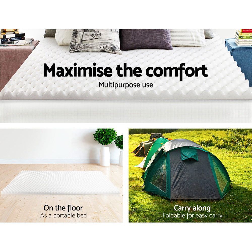 King Giselle Bedding Memory Foam Mattress Topper Egg Crate 5cm