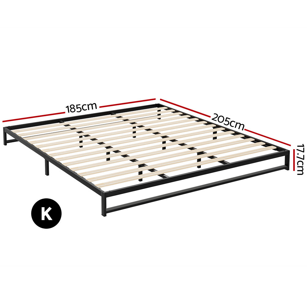 Willow Metal Bed Frame Bed Base Mattress Platform - Black King