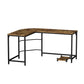 Corner Computer Desk L-Shaped Student Home Office Study Table - Brown