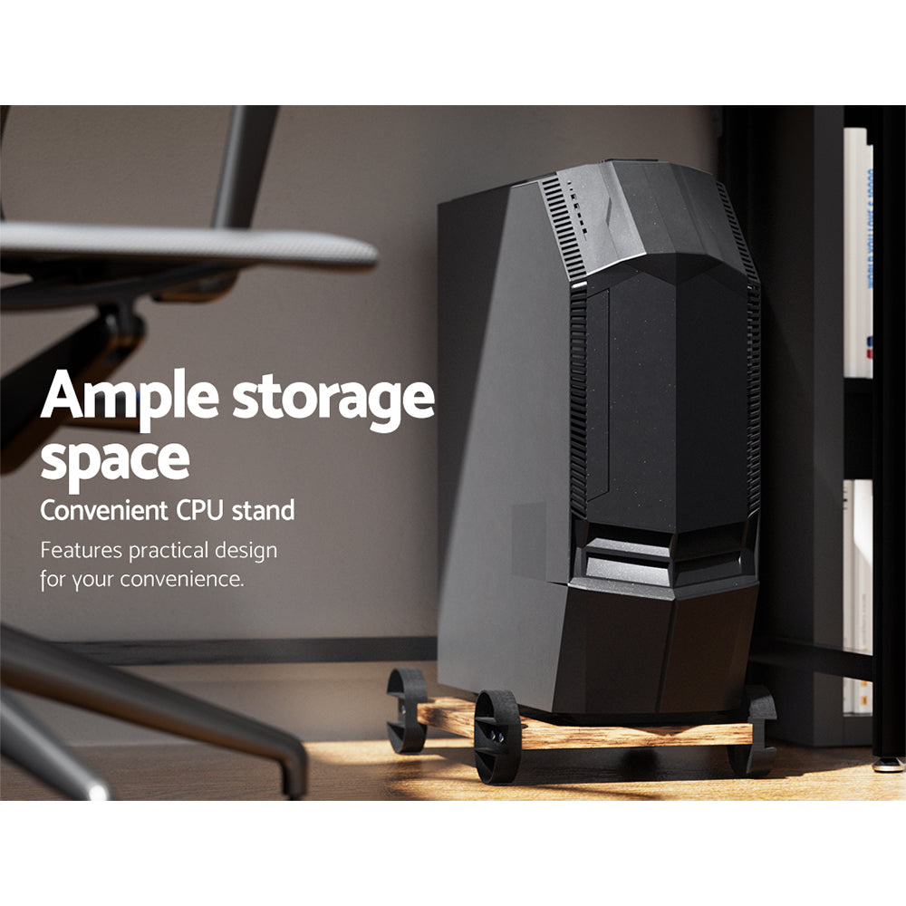 Artiss Computer Desk L-Shape CPU Stand Brown 147cm