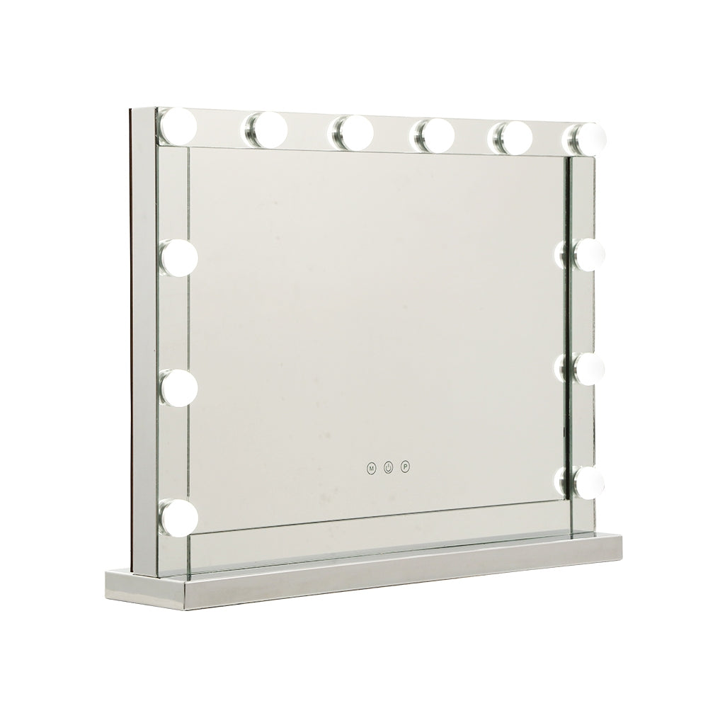 Hollywood Makeup Mirror With Light 12 LED Bulbs Vanity Lighted Silver 58cmx46cm