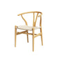 Maud Dining Chairs Wooden Rattan Seat Wishbone Back - Natural Wood