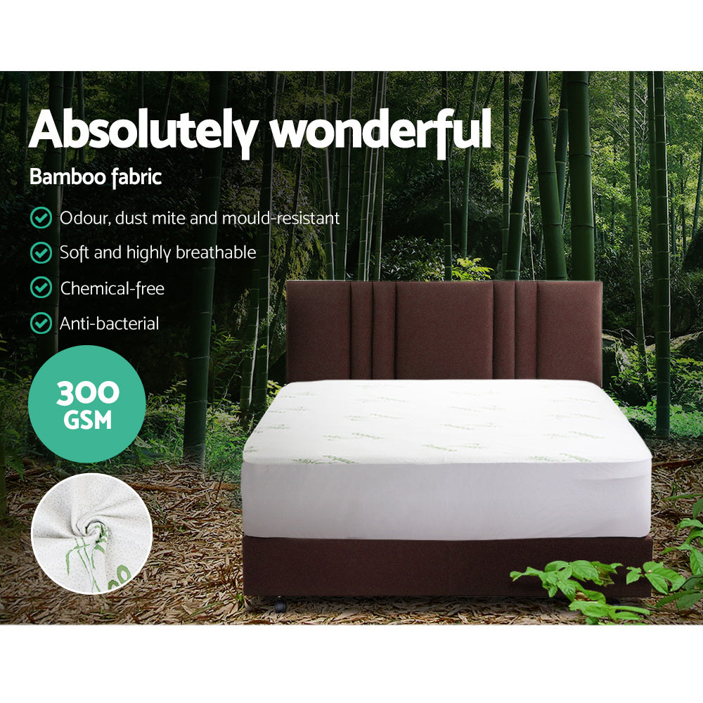 DOUBLE 300gsm Mattress Protector Bamboo - White