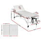 Massage Table 65cm Portable 3 Fold Aluminium Beauty Bed - White