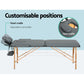 Massage Table 56cm Portable 2 Fold Wooden Beauty Bed Grey