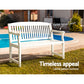 Emeric Outdoor Garden Bench Seat Wooden Chair Patio Furniture Timber Lounge - White