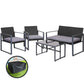 Ronald 4-Seater Rattan Furniture Chairs 4-Piece Outdoor Sofa Set with Storage Cover - Black
