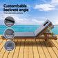Manchester Set of 2 Outdoor Sun Lounger Wooden Lounge Day Bed Patio Outdoor Setting Furniture with Wheels - Grey