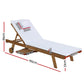 Manchester Set of 2 Outdoor Sun Lounger Wooden Lounge Day Bed Patio Outdoor Setting Furniture with Wheels - White