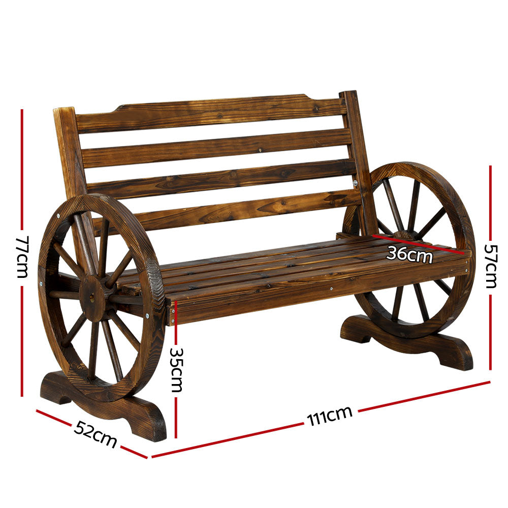 Celestia 2-Seater Wooden Garden Bench Seat Wagon Chair Patio Lounge Outdoor Furniture - Wood