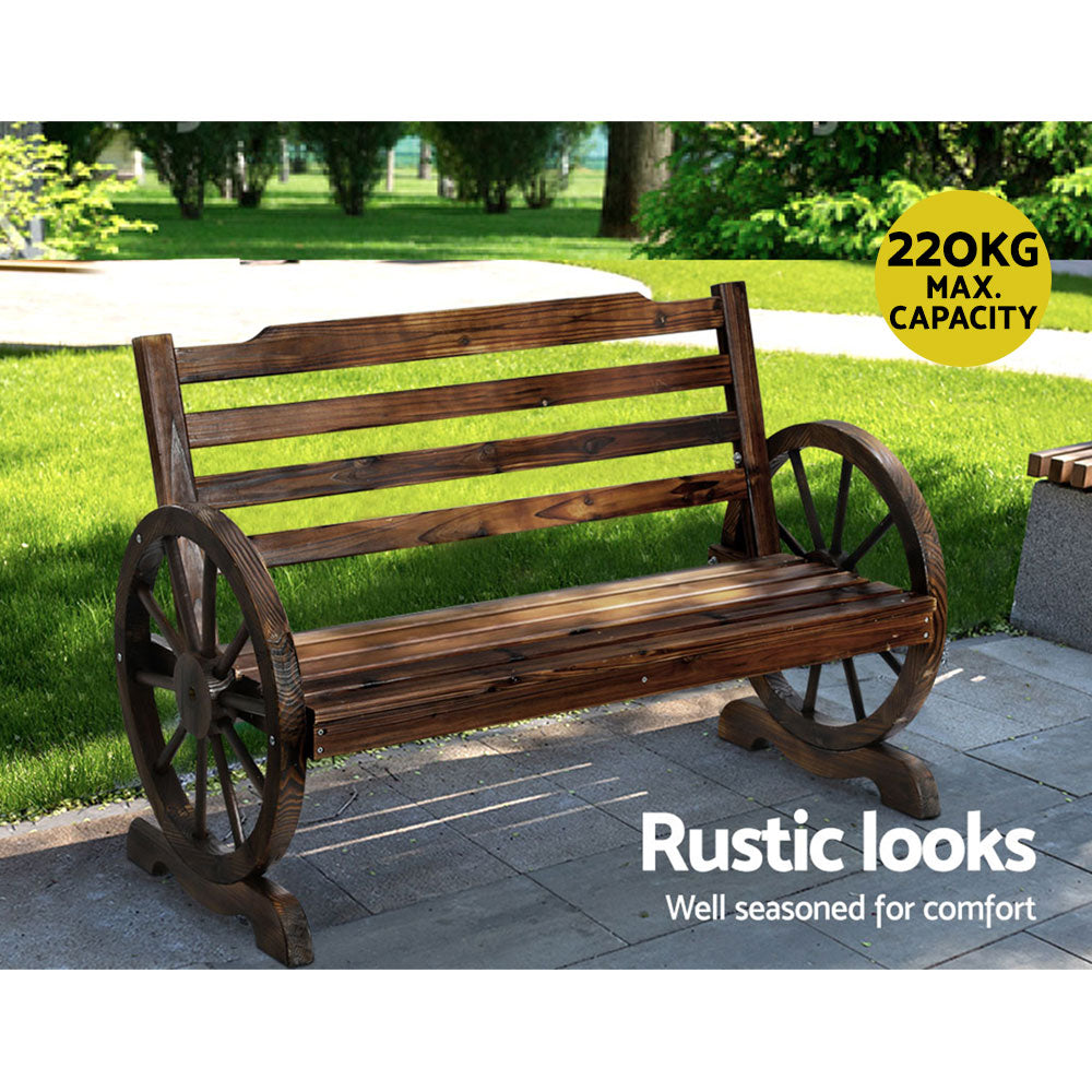 Celestia 2-Seater Wooden Garden Bench Seat Wagon Chair Patio Lounge Outdoor Furniture - Wood