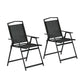 Zoe Set of 2 Outdoor Chairs Portable Folding Camping Chair Steel Patio Furniture - Black