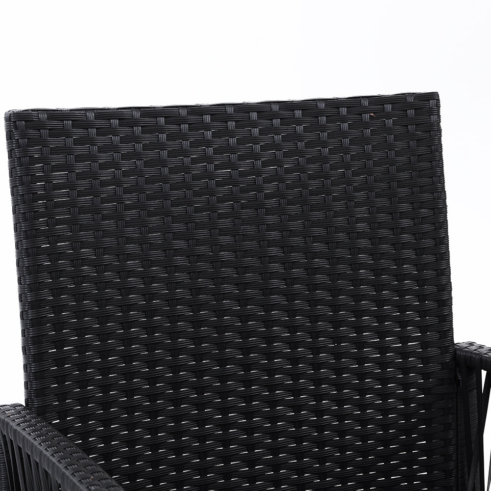 Mitchell Set of 2 Outdoor Dining Chairs Patio Furniture Wicker Lounge Chair Garden - Black