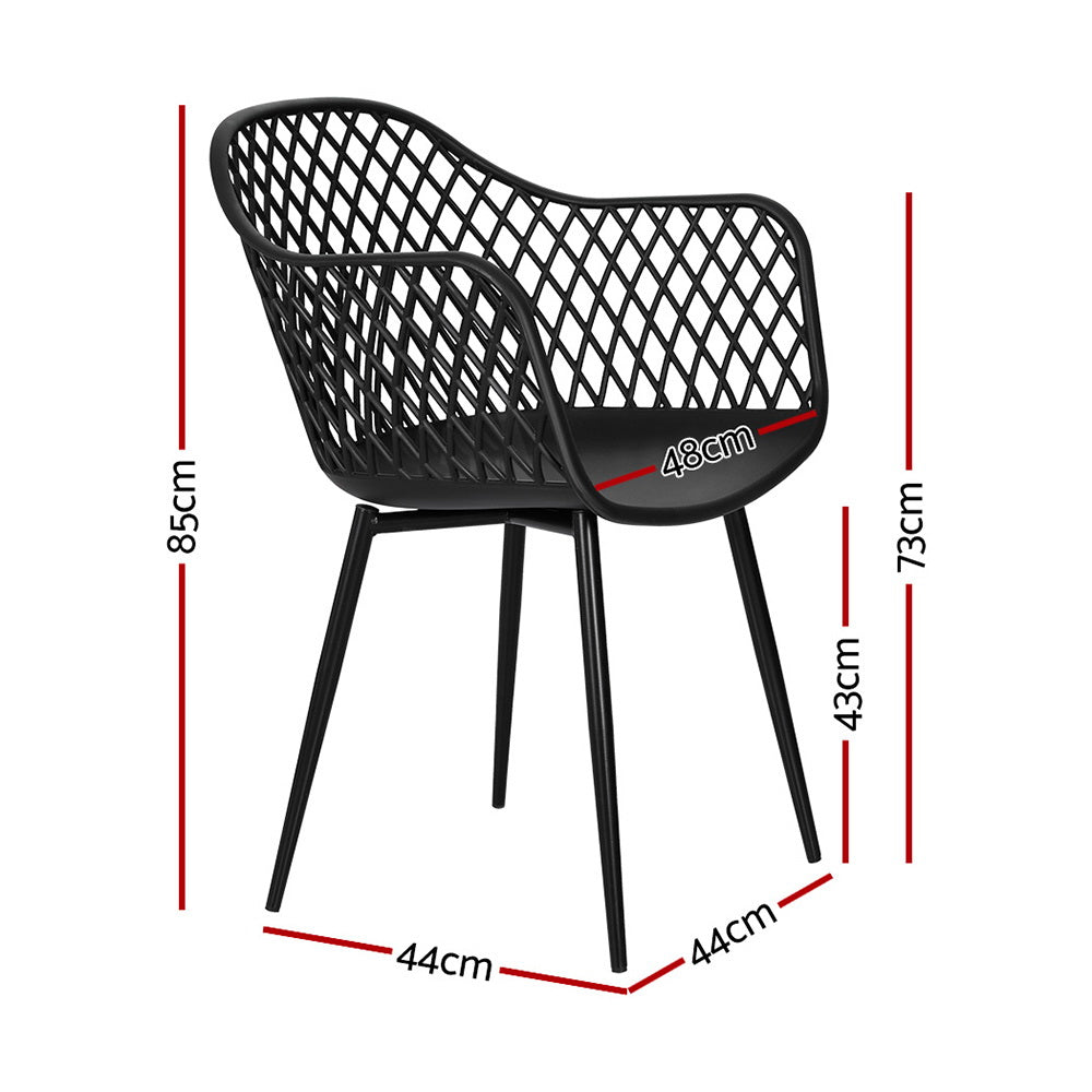 Gerald Set of 4 Outdoor Dining Chairs PP Lounge Chair Patio Furniture Garden - Black