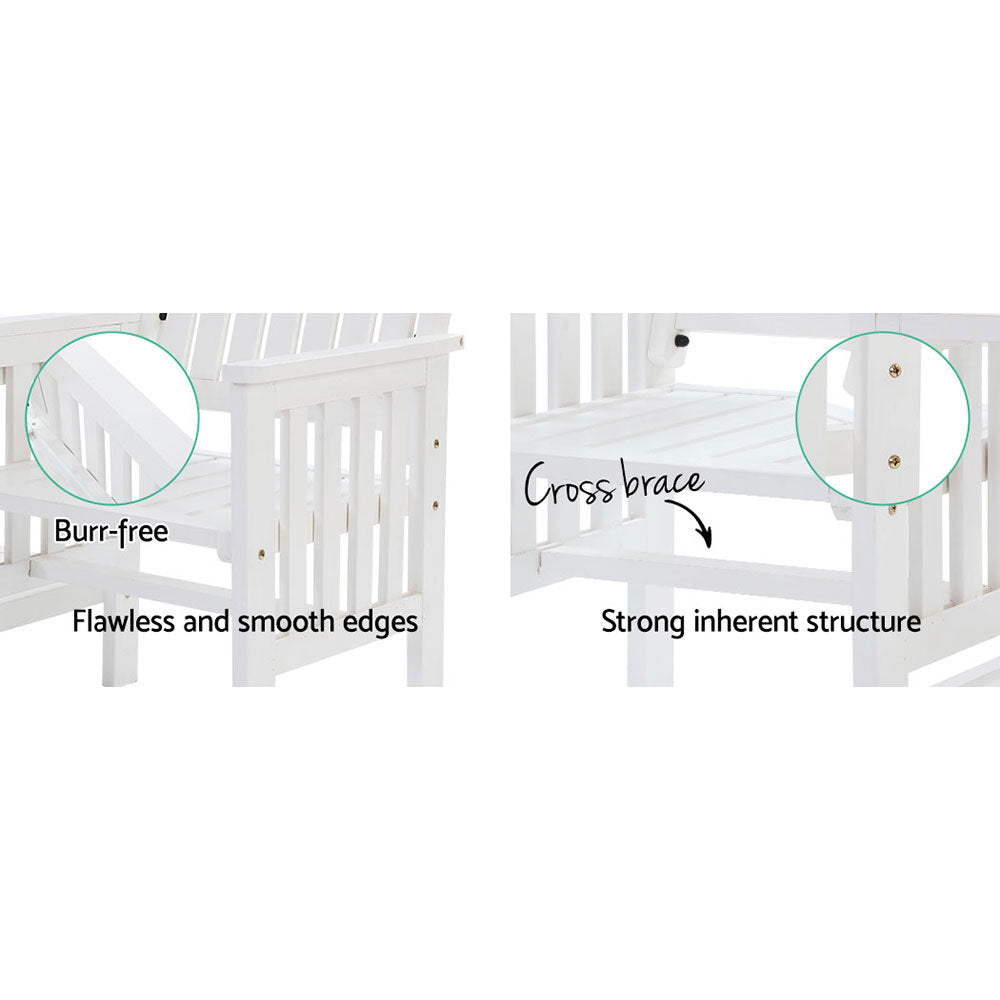 Archie Garden Bench Chair Table Loveseat Wooden Patio Park White - White
