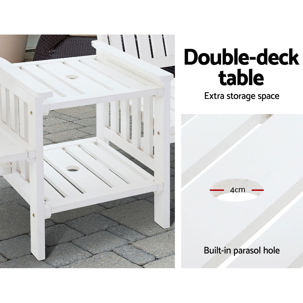 Archie Garden Bench Chair Table Loveseat Wooden Patio Park White - White