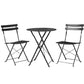 Andre 2-Seater Table and Chairs Folding Patio Furniture Bistro 3-Piece Outdoor Setting - Black