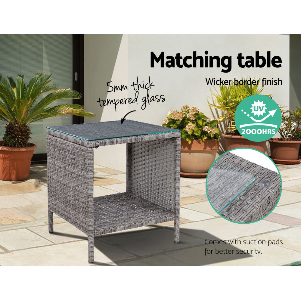 Ross 5-Piece Recliner Chair Outdoor Furniture Setting Patio Wicker Sofa Chair and Ottoman - Grey