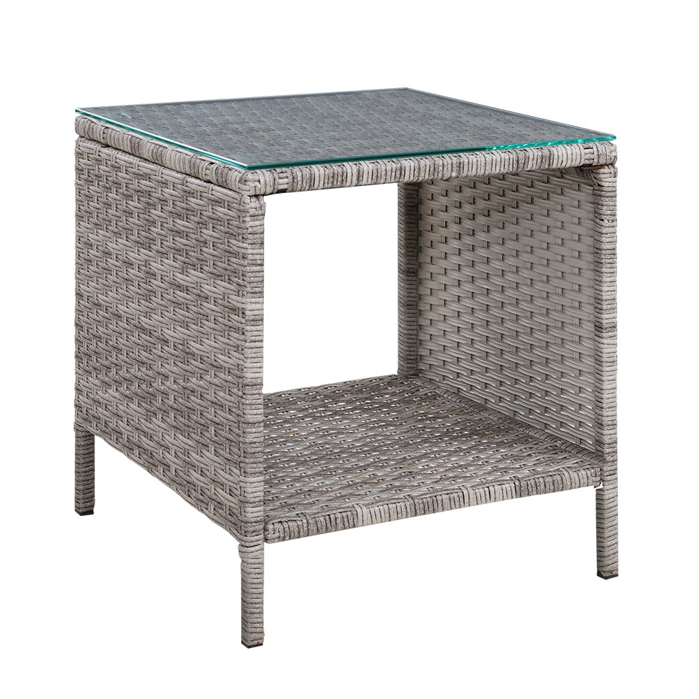 Dawley Side Table Coffee Patio Outdoor Furniture Rattan Desk Indoor Garden - Grey