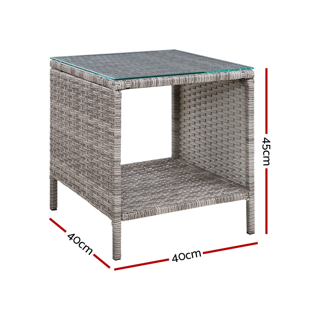 Dawley Side Table Coffee Patio Outdoor Furniture Rattan Desk Indoor Garden - Grey