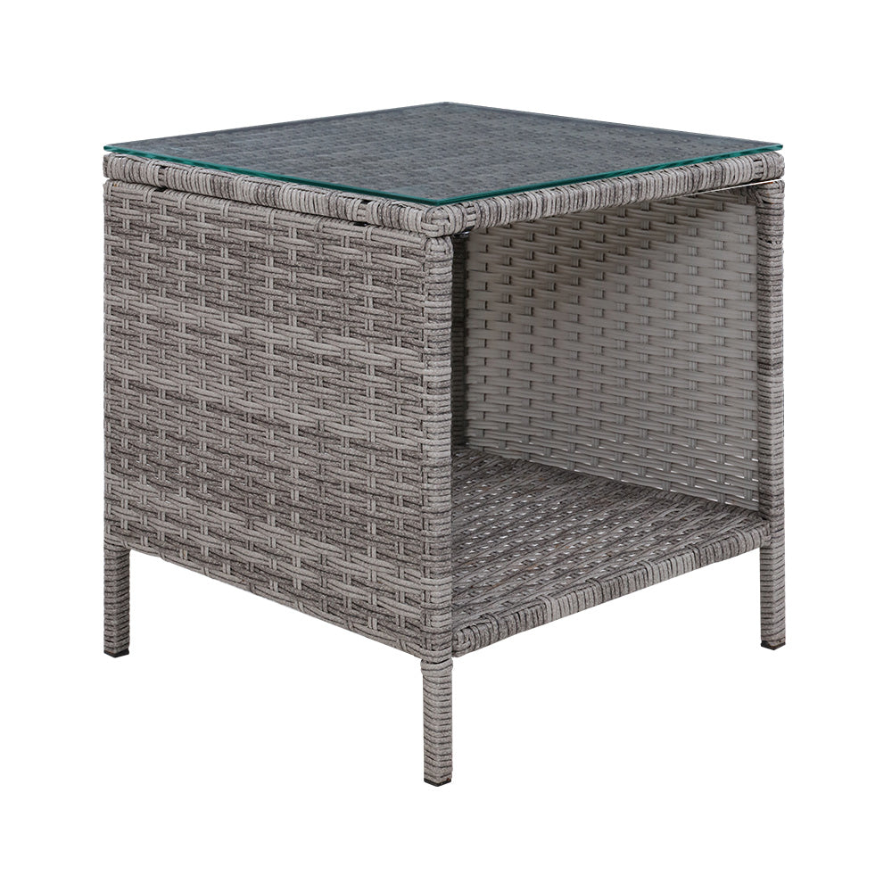 Dawley Side Table Coffee Patio Outdoor Furniture Rattan Desk Indoor Garden - Grey