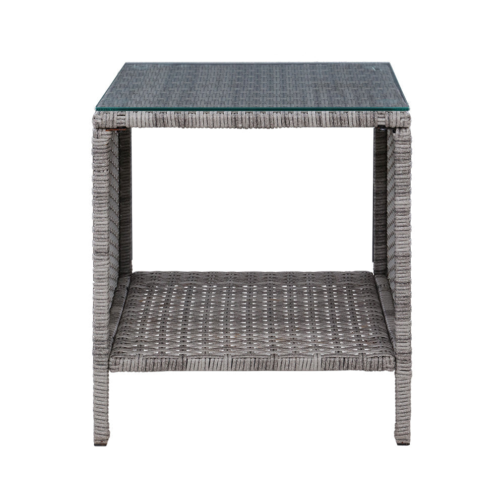 Dawley Side Table Coffee Patio Outdoor Furniture Rattan Desk Indoor Garden - Grey