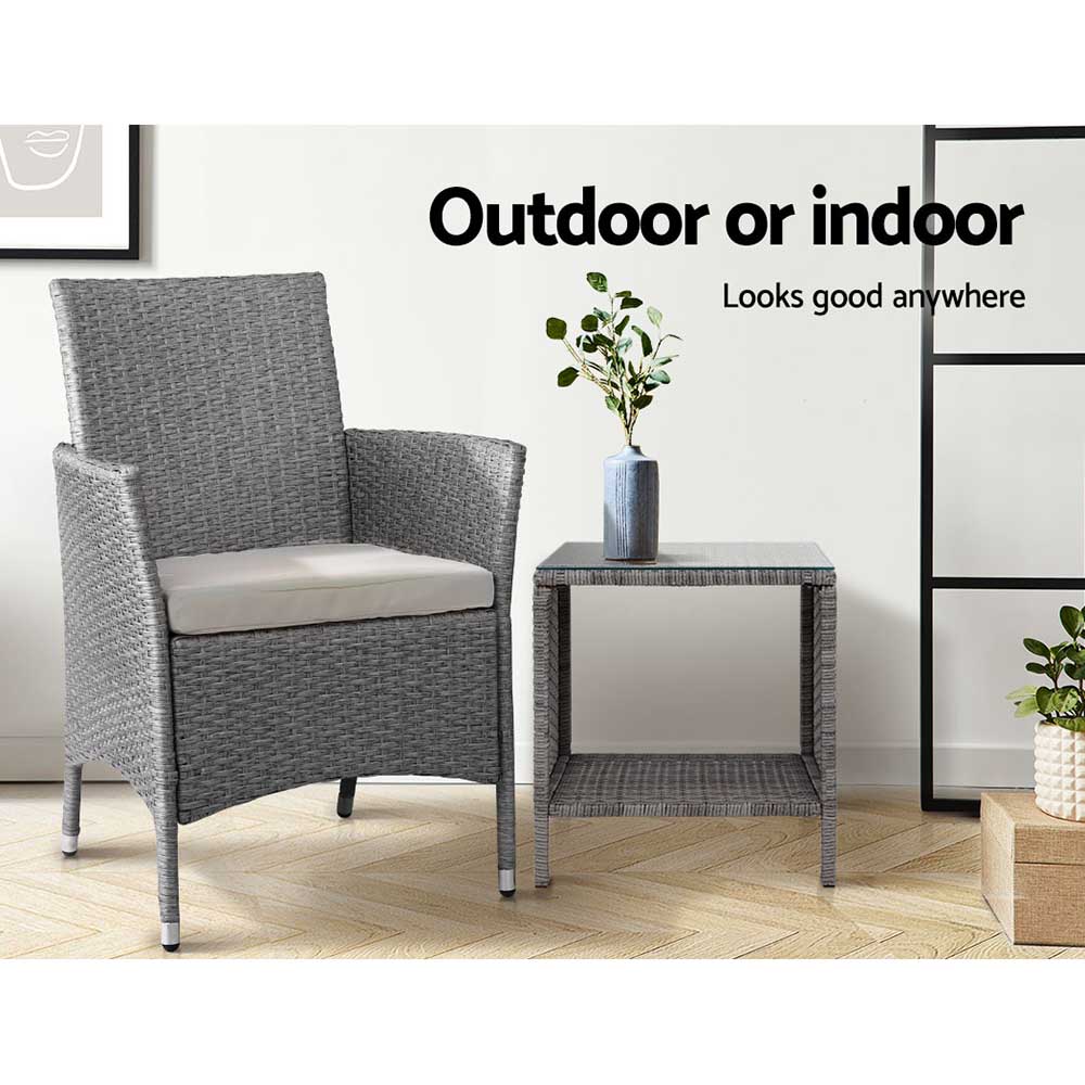 Dawley Side Table Coffee Patio Outdoor Furniture Rattan Desk Indoor Garden - Grey