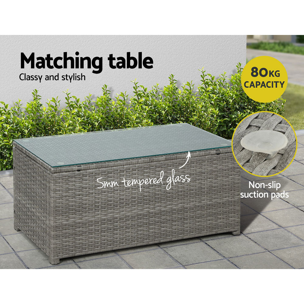 Driffield 4-Seater Furniture Wicker Table Chairs 4-Piece Outdoor Sofa - Grey