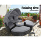 Tadcaster Outdoor Lounge Setting Sofa Patio Furniture Wicker Garden Rattan Set Day Bed - Black