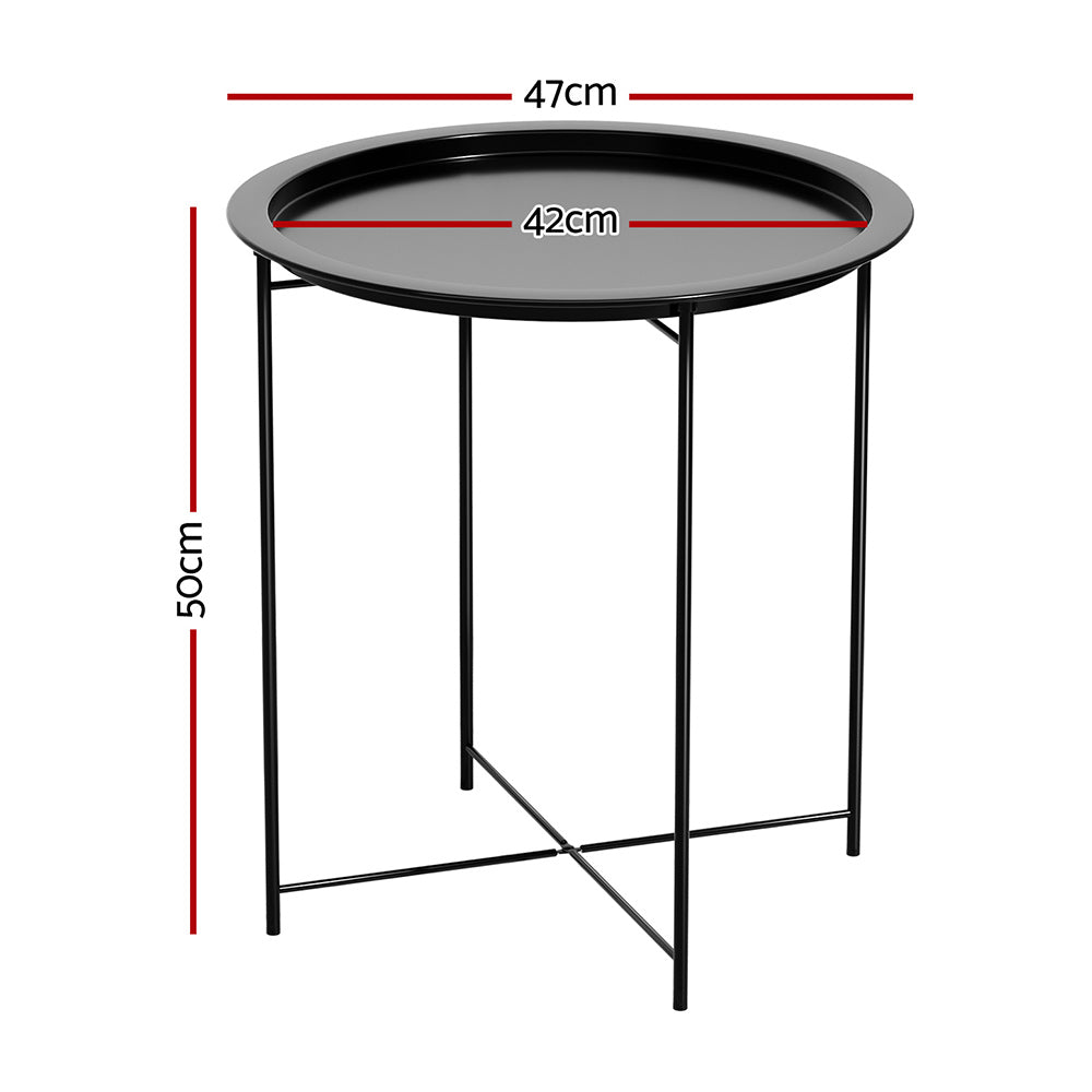 Atticus Coffee Side Table Steel Outdoor Furniture Indoor Desk Patio Garden - Black