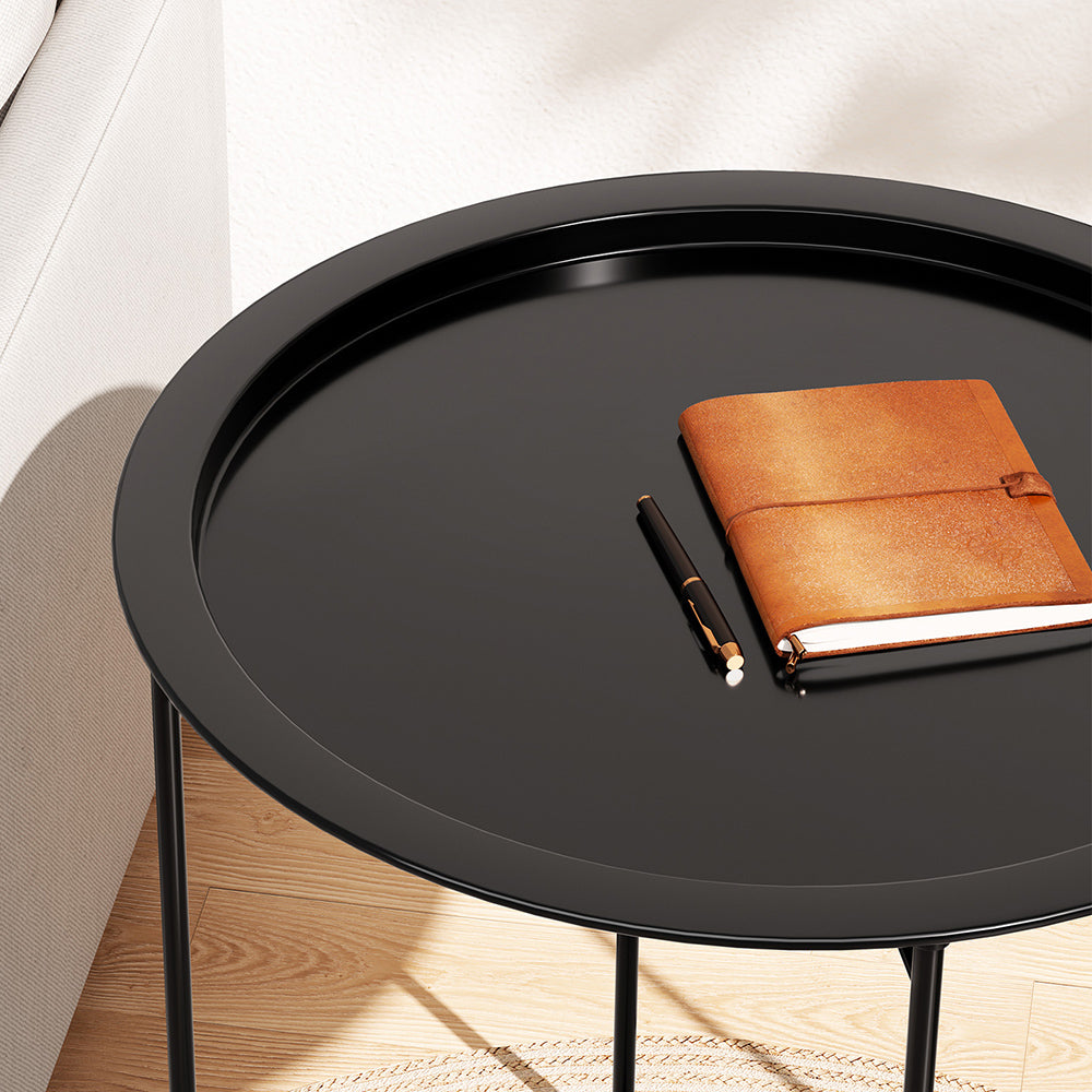 Atticus Coffee Side Table Steel Outdoor Furniture Indoor Desk Patio Garden - Black